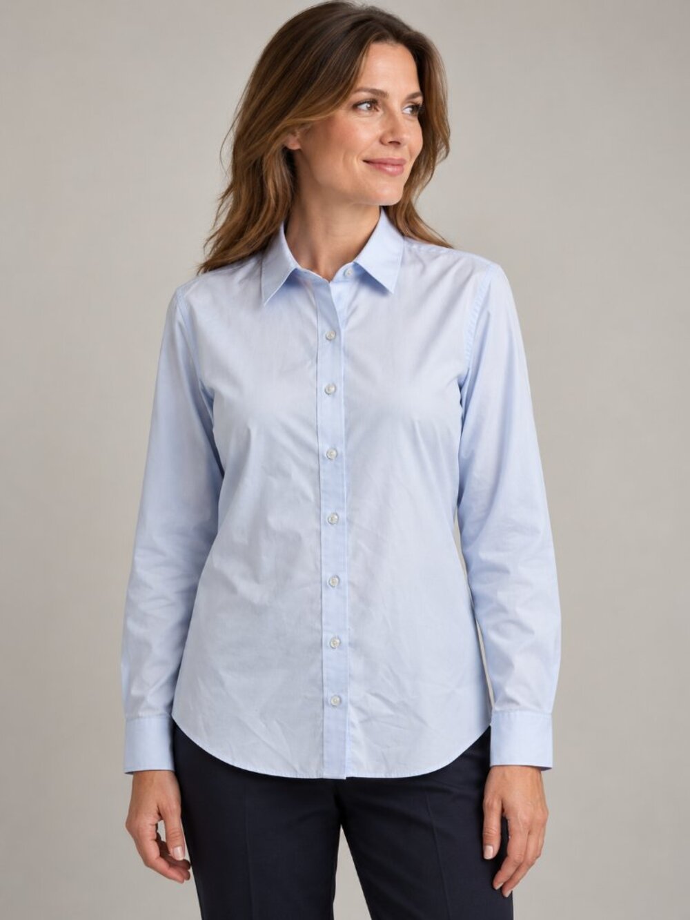Lands’ End Women’s Blue Supima Button Down Shirt 10 Petite 100% Cotton